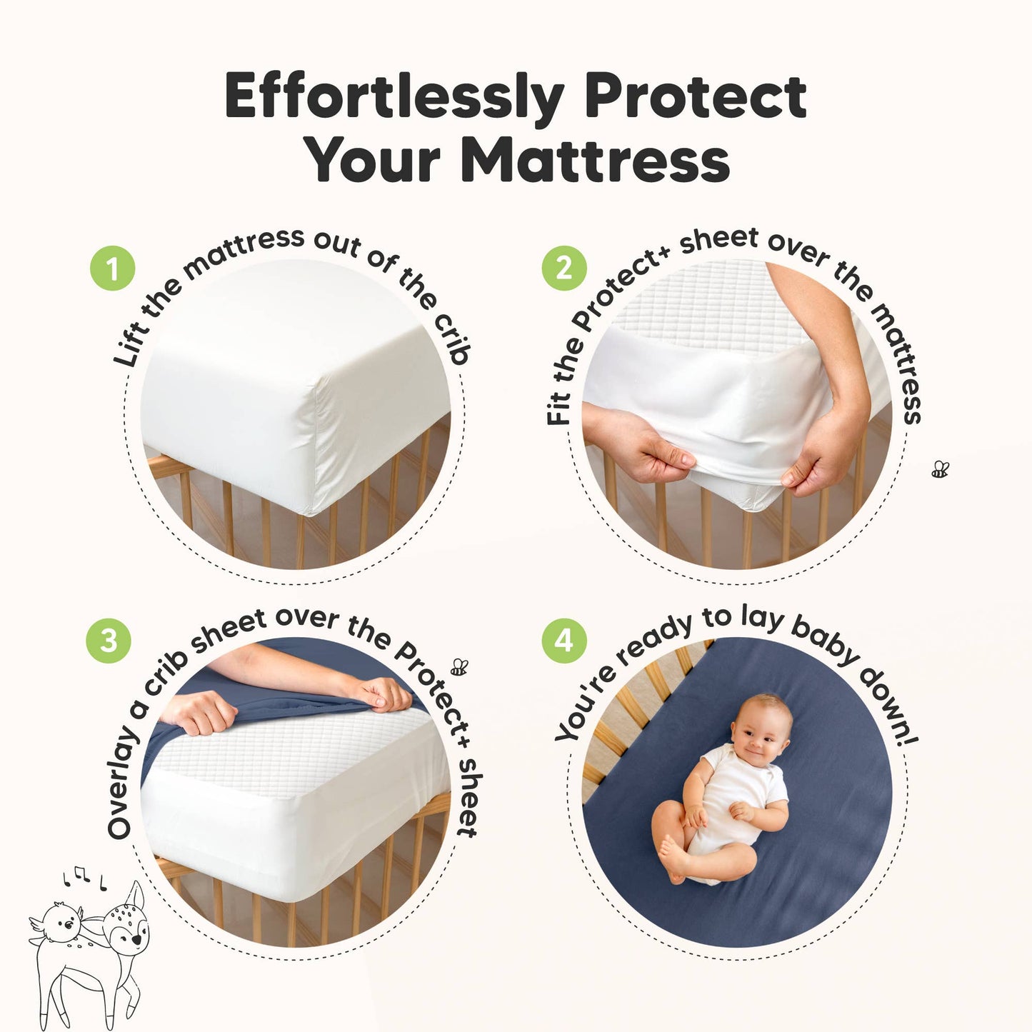 2-pk Quin Protect+ Waterproof Crib Mattress Protector Cover