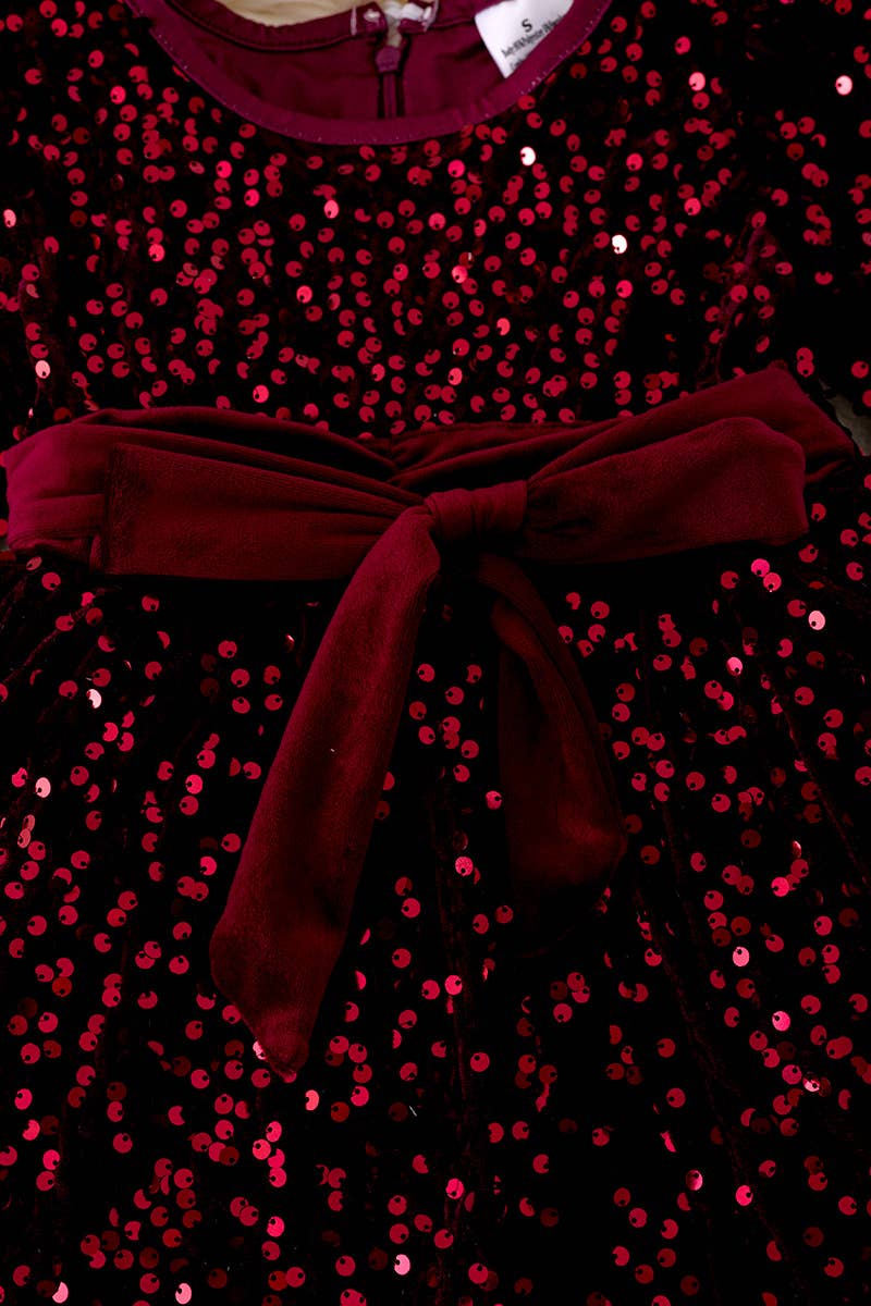 Little Lady Wine Sequins Dress