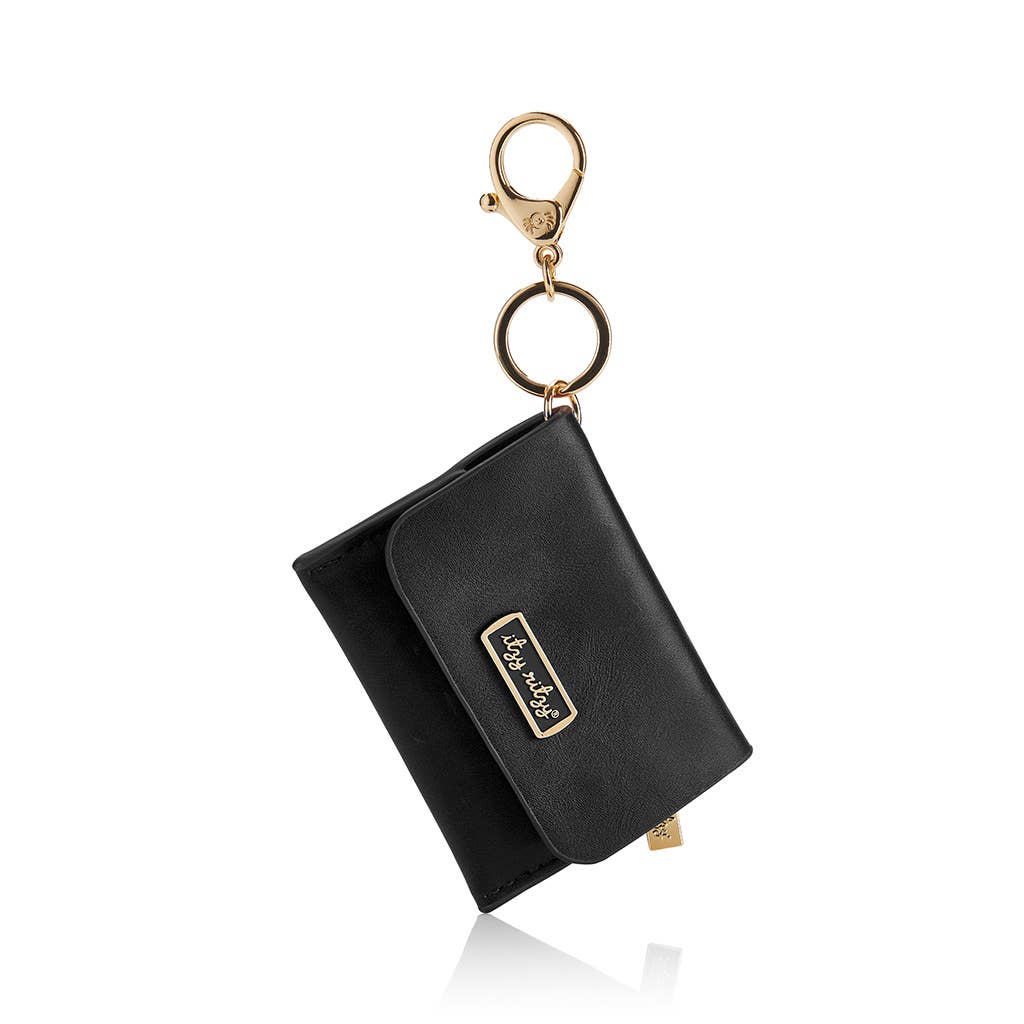 Black Itzy Mini Wallet™ Card Holder & Key Chain Charm