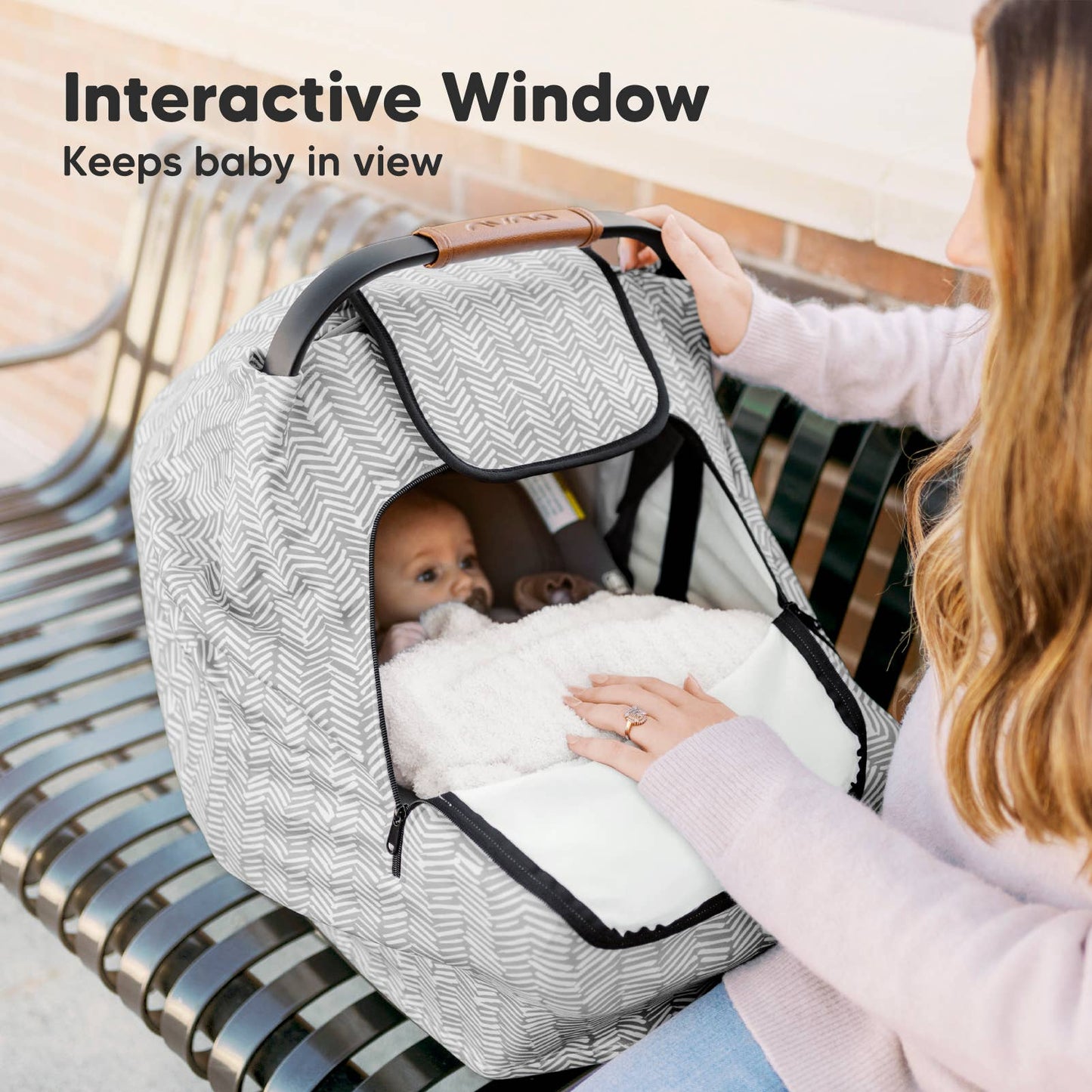 KeaBabies Warmzy Baby Carseat Cover (Herringbone)