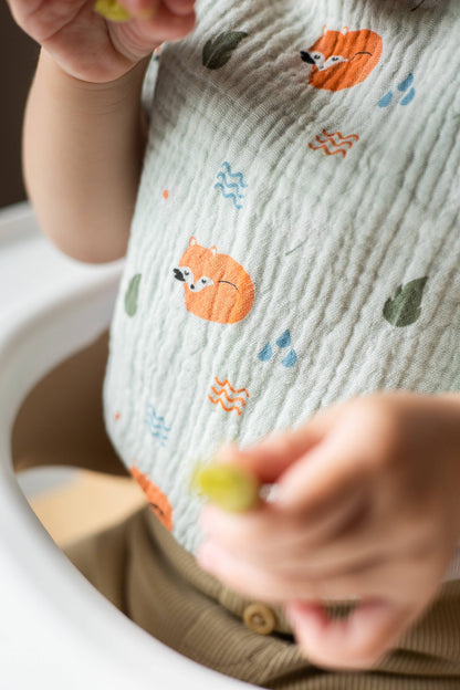 Baby Bib Set, Woodland Muslin Cotton, Set Of 2