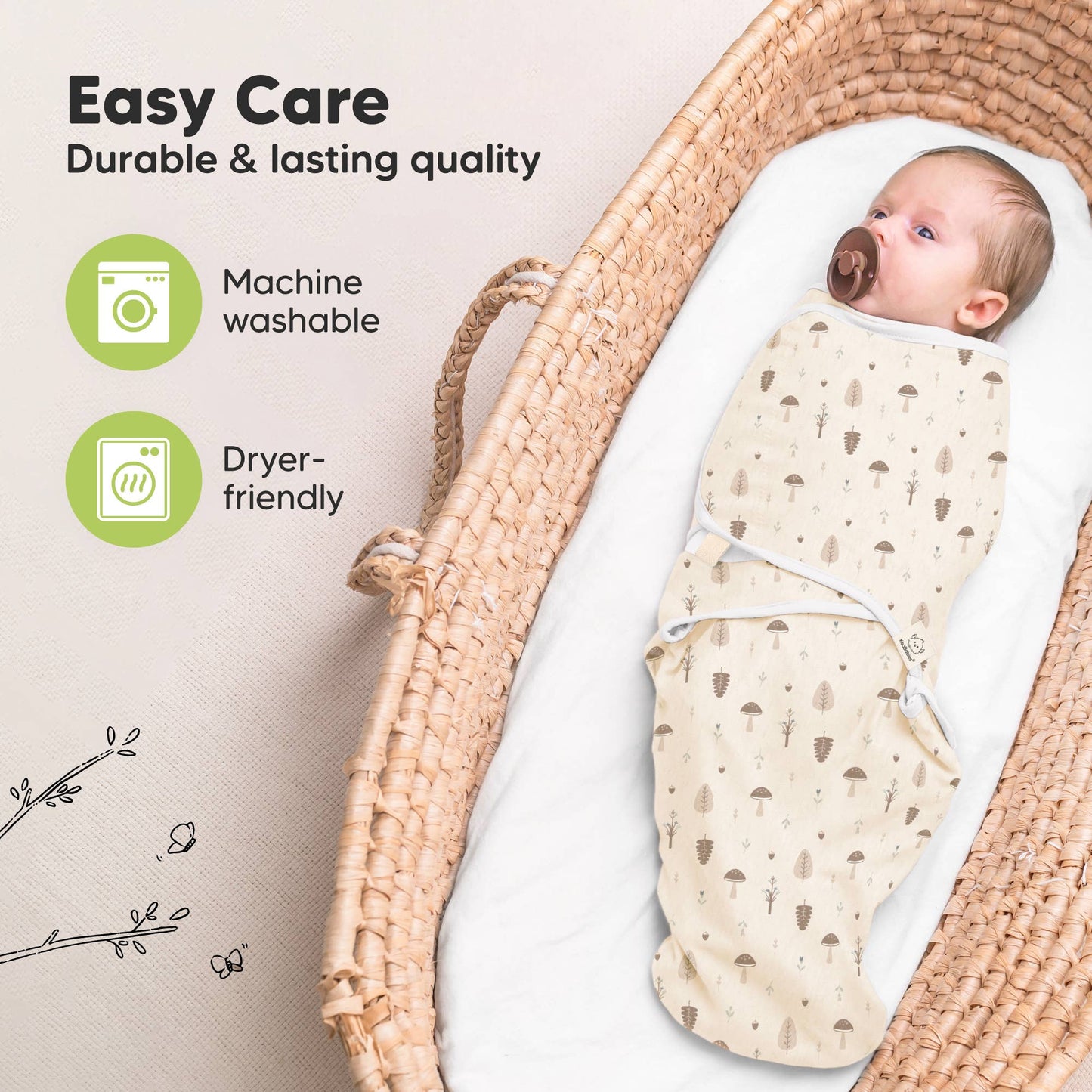 3pk Soothe Baby Swaddles, Sleep Sack for Newborns-Nibbles/Bruce