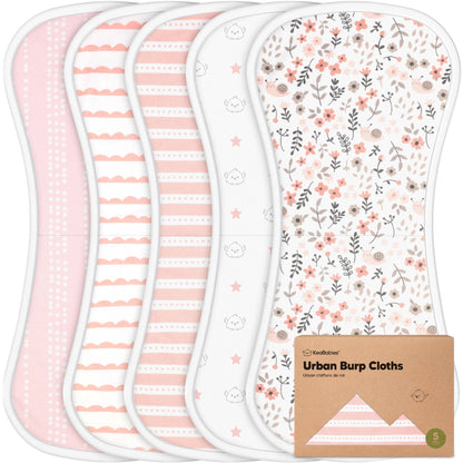 KeaBabies 5-Pack Urban Burp Cloths- Sweet Charm