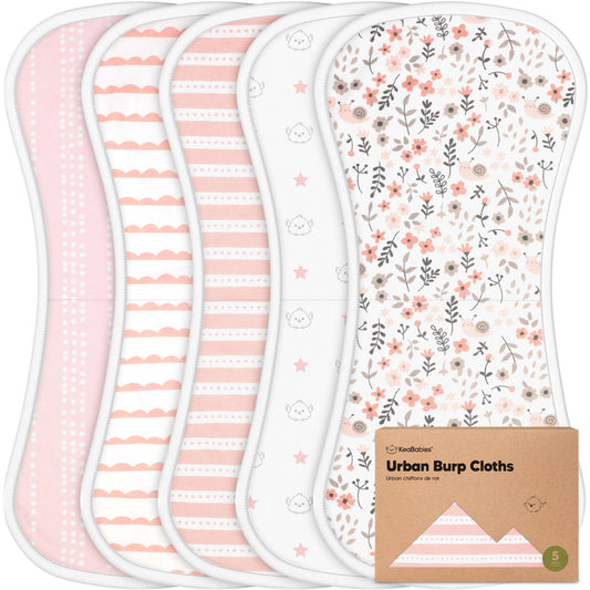 KeaBabies 5-Pack Urban Burp Cloths- Sweet Charm