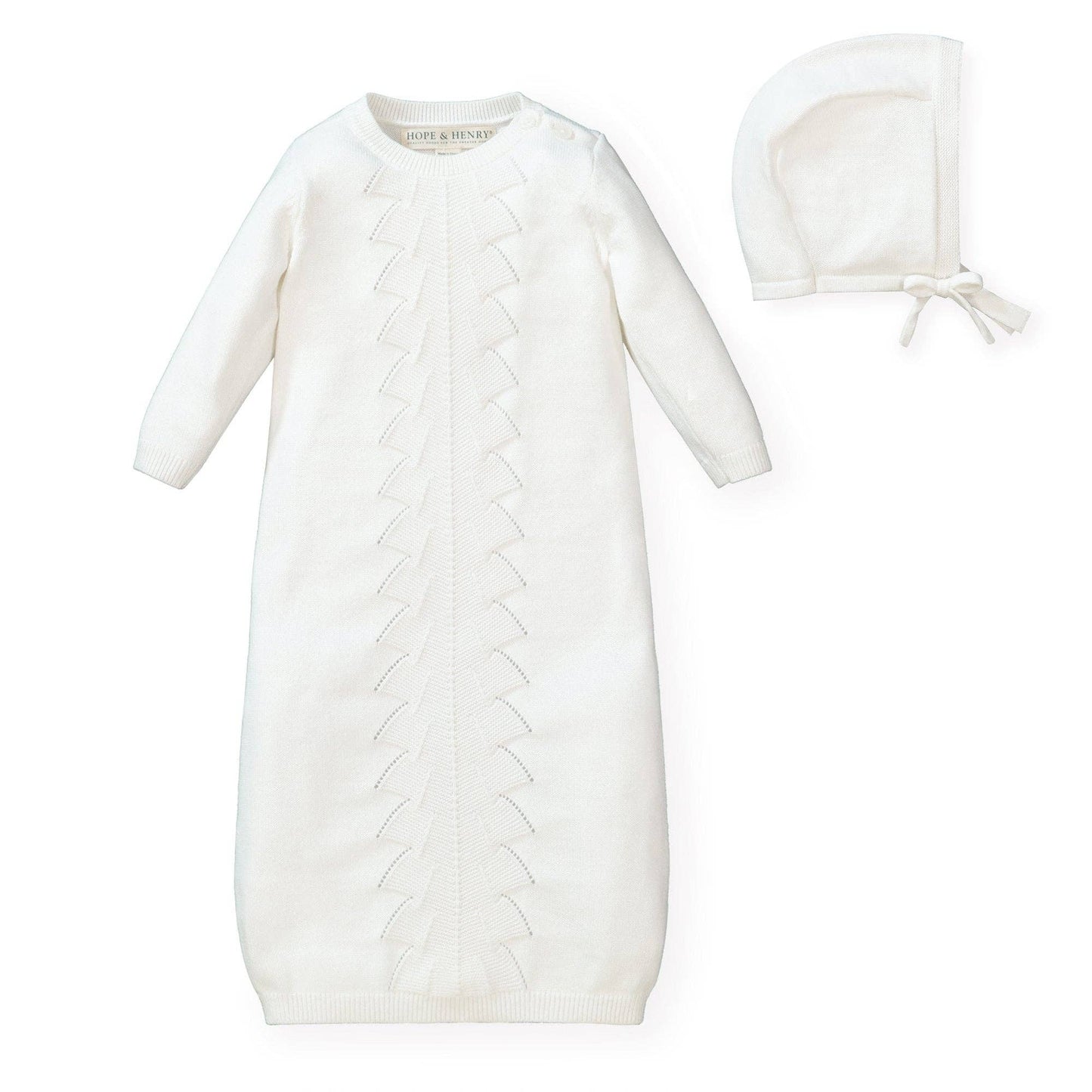Sweater Gown and Bonnet Set {Soft White}