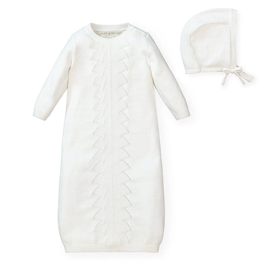 Sweater Gown and Bonnet Set {Soft White}