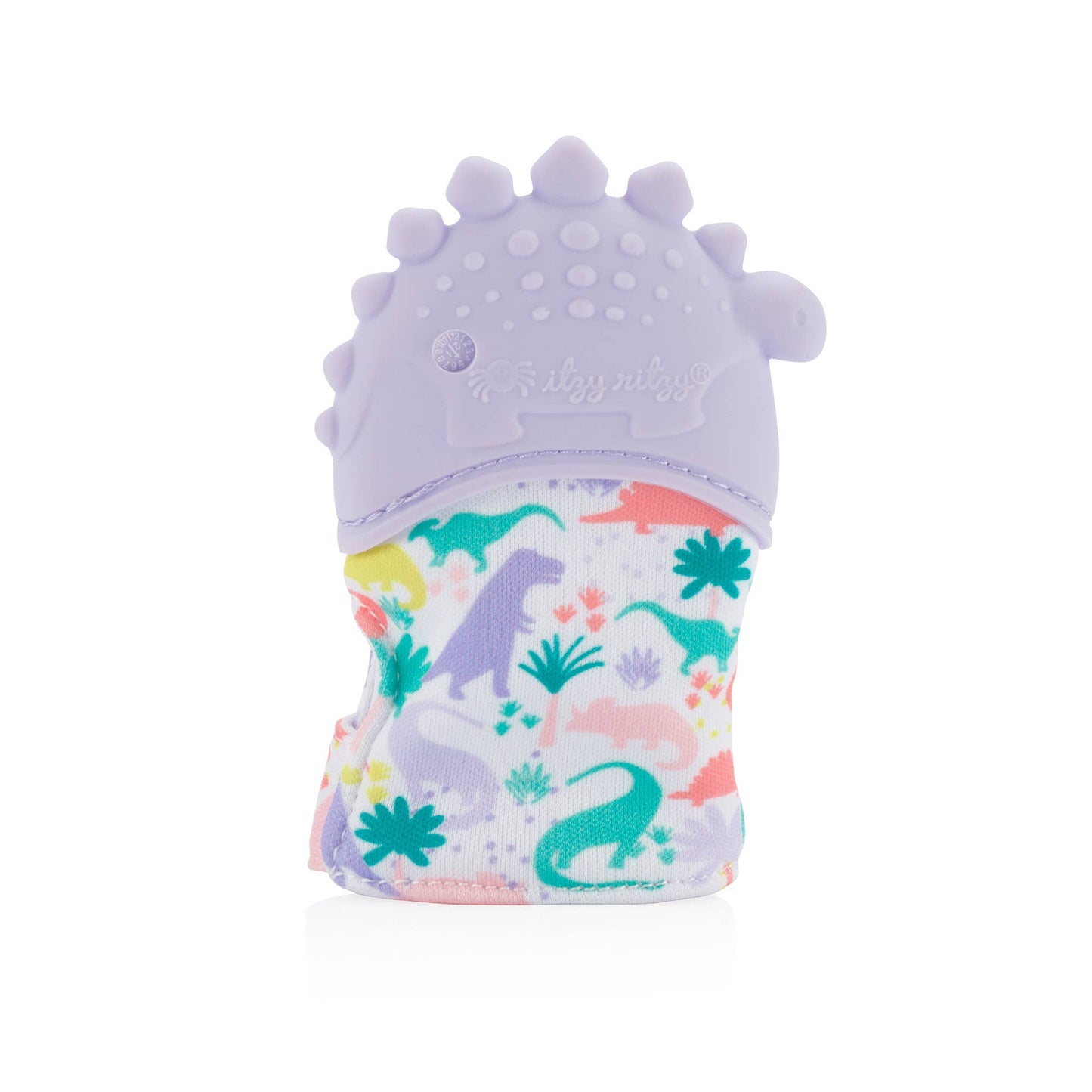 Itzy Mitt™ Silicone Teething Mitts: Lilac Dino