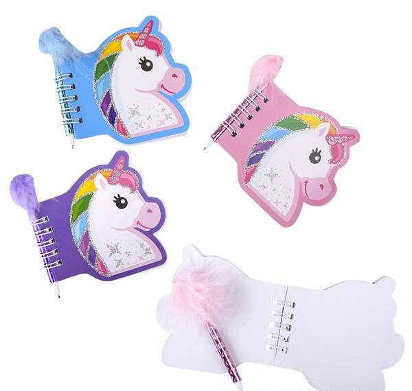 3.5" UNICORN NOTEBOOK WITH FEATHER PEN