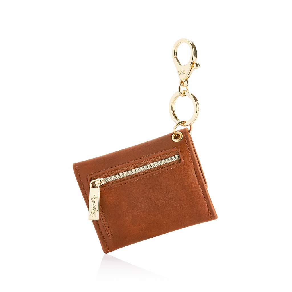 Cognac Itzy Mini Wallet Card Holder & Key Chain Charm