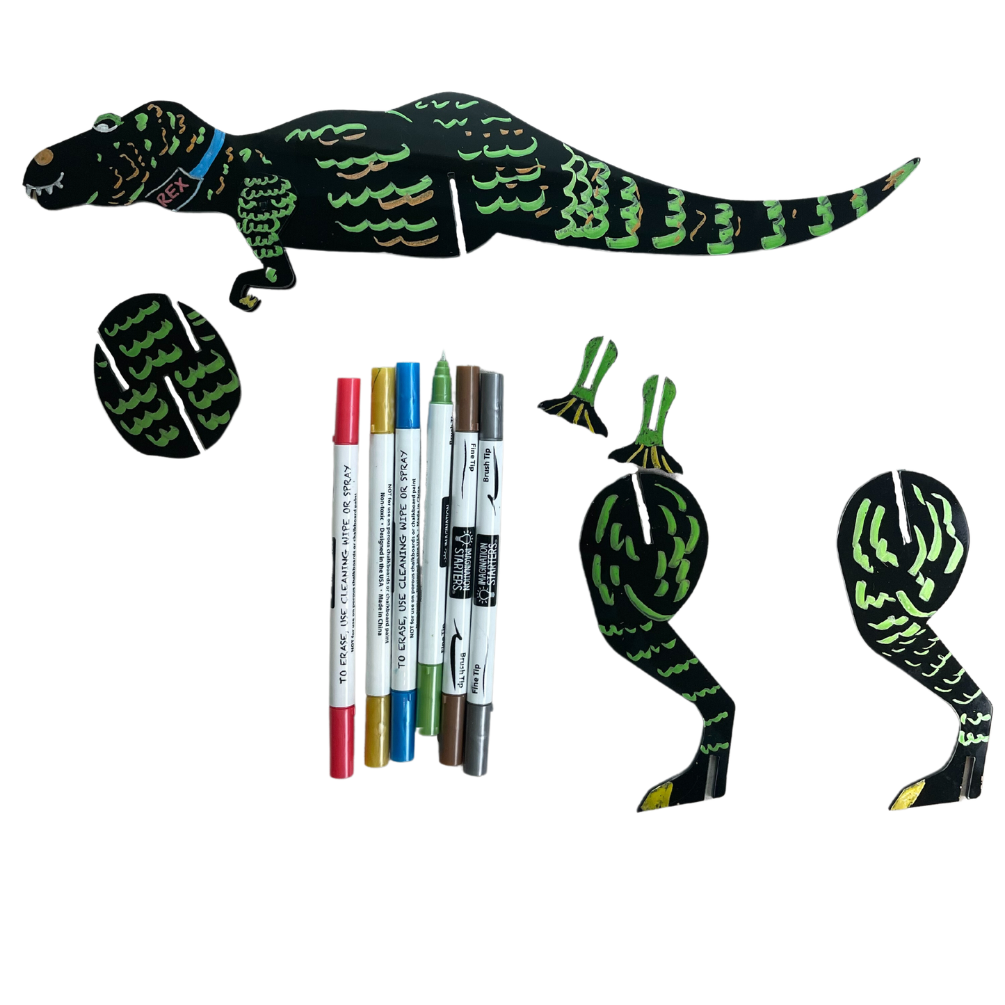 T-Rex 3D Coloring puzzle + markers