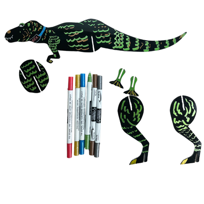 T-Rex 3D Coloring puzzle + markers
