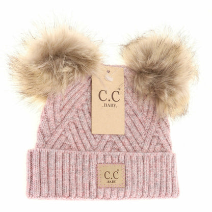 C.C Large Patch Newborn Knit Hat- Baby2060PomPom