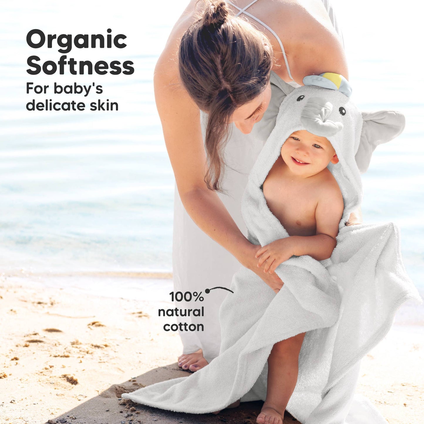 Playpals Hooded Baby Bath Towels for Newborn-Ethan