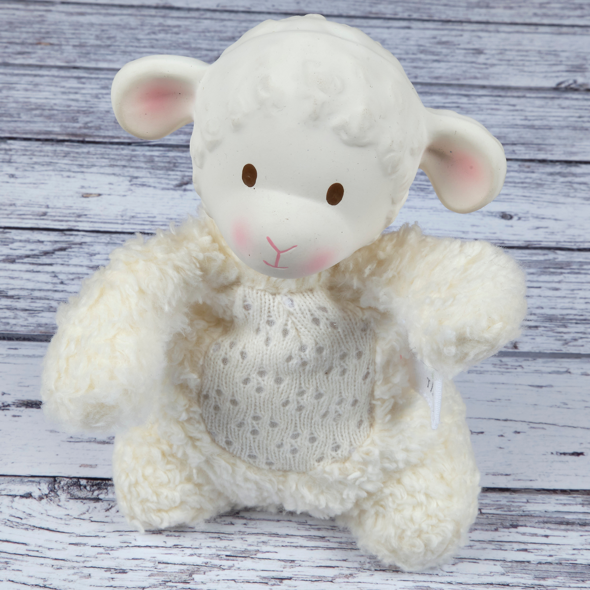 Bahbah the Lamb Baby Soft Toy w/ Natural Rubber Teether Head