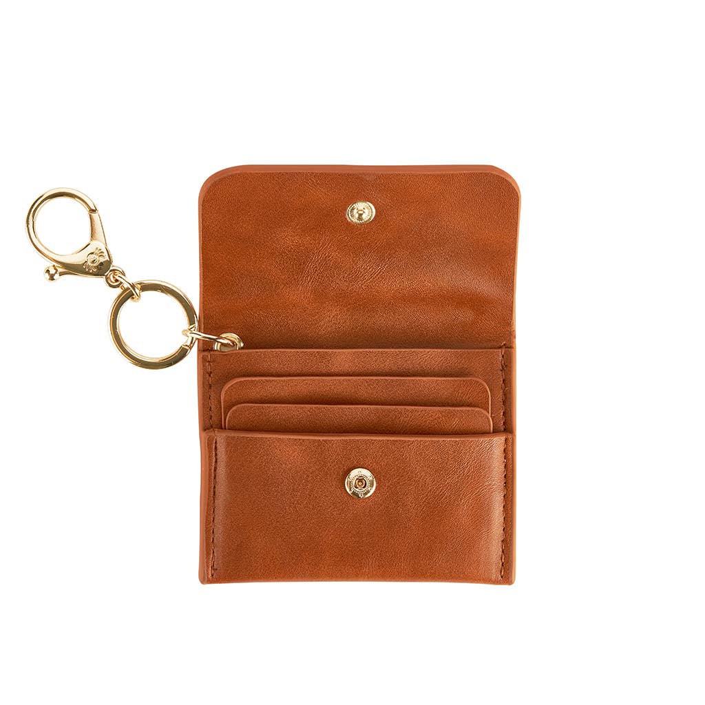 Cognac Itzy Mini Wallet Card Holder & Key Chain Charm