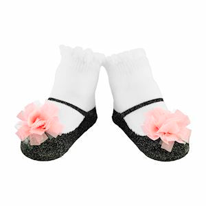 Black And Pink Puff Socks