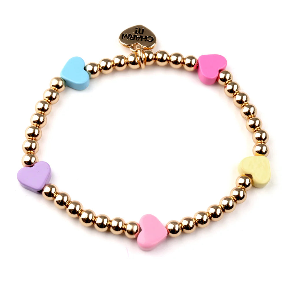 PASTEL MULTI HEART BEAD STRETC