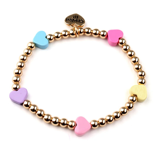 PASTEL MULTI HEART BEAD STRETC