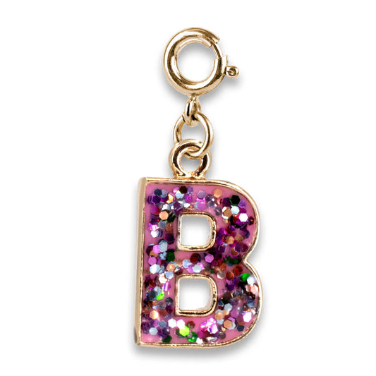 Gold Pink Glitter Letter B Charm