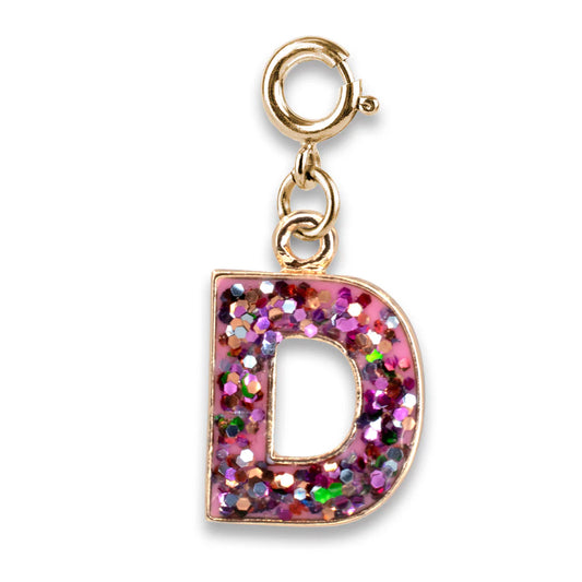 Gold Pink Glitter Letter D Charm