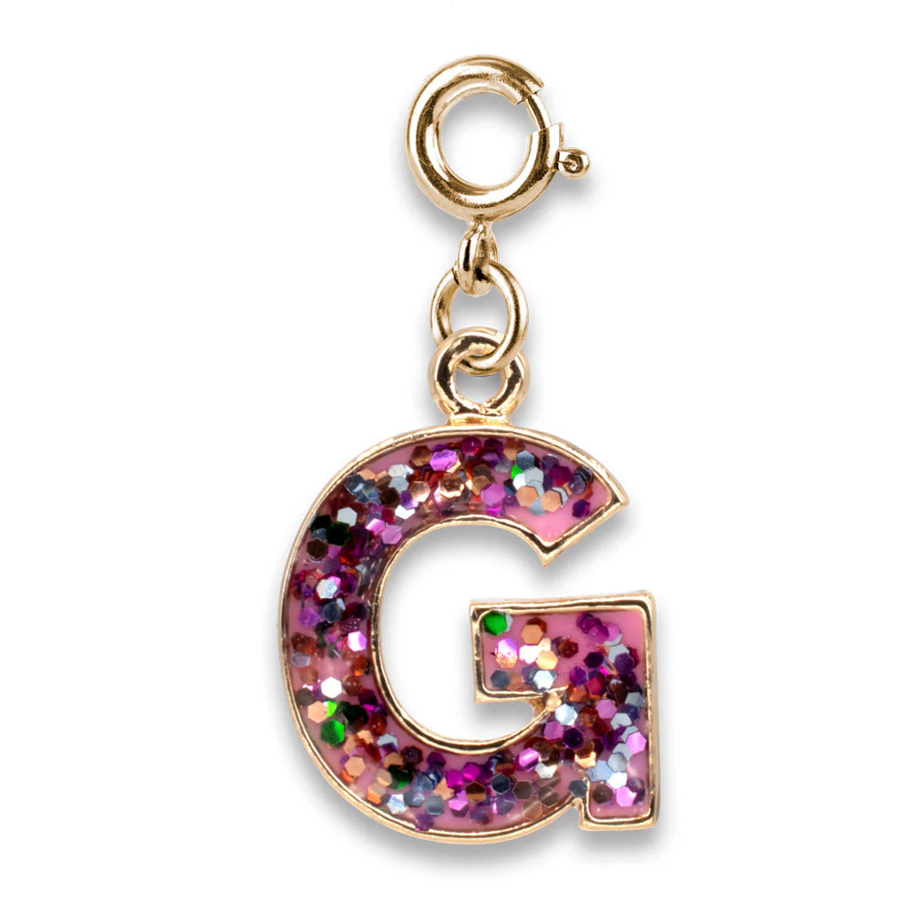 Gold Pink Glitter Letter G Charm
