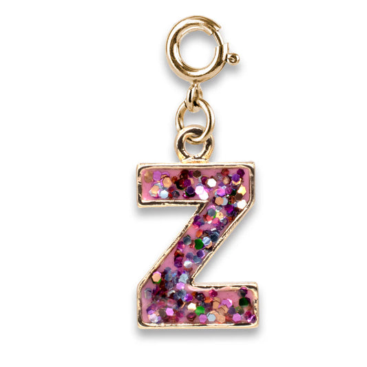 Gold Pink Glitter Letter Z Charm