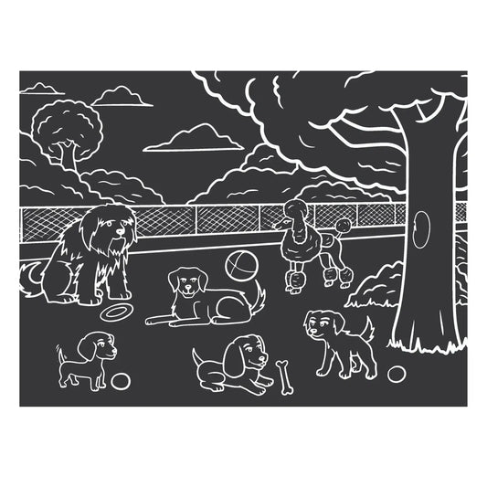 Chalkboard Dog Park Coloring Placemat 12x17