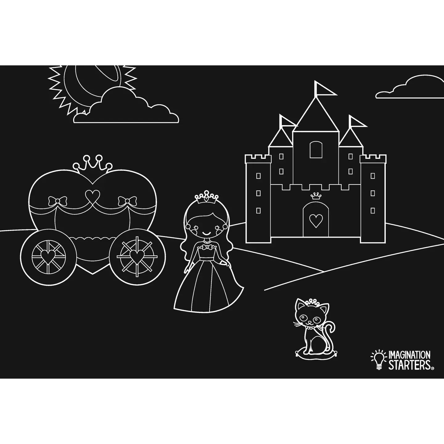 Chalkboard Princess Coloring Placemat 12x17