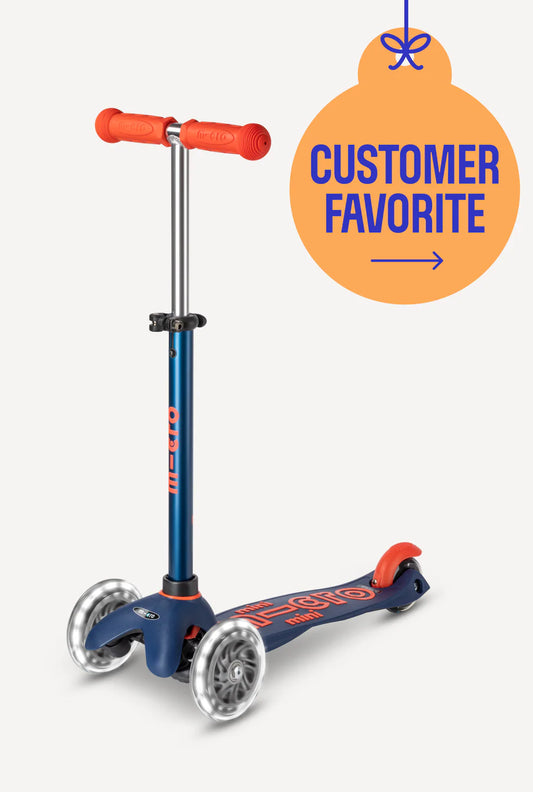 Micro Mini LED Scooter - Navy Blue/Red