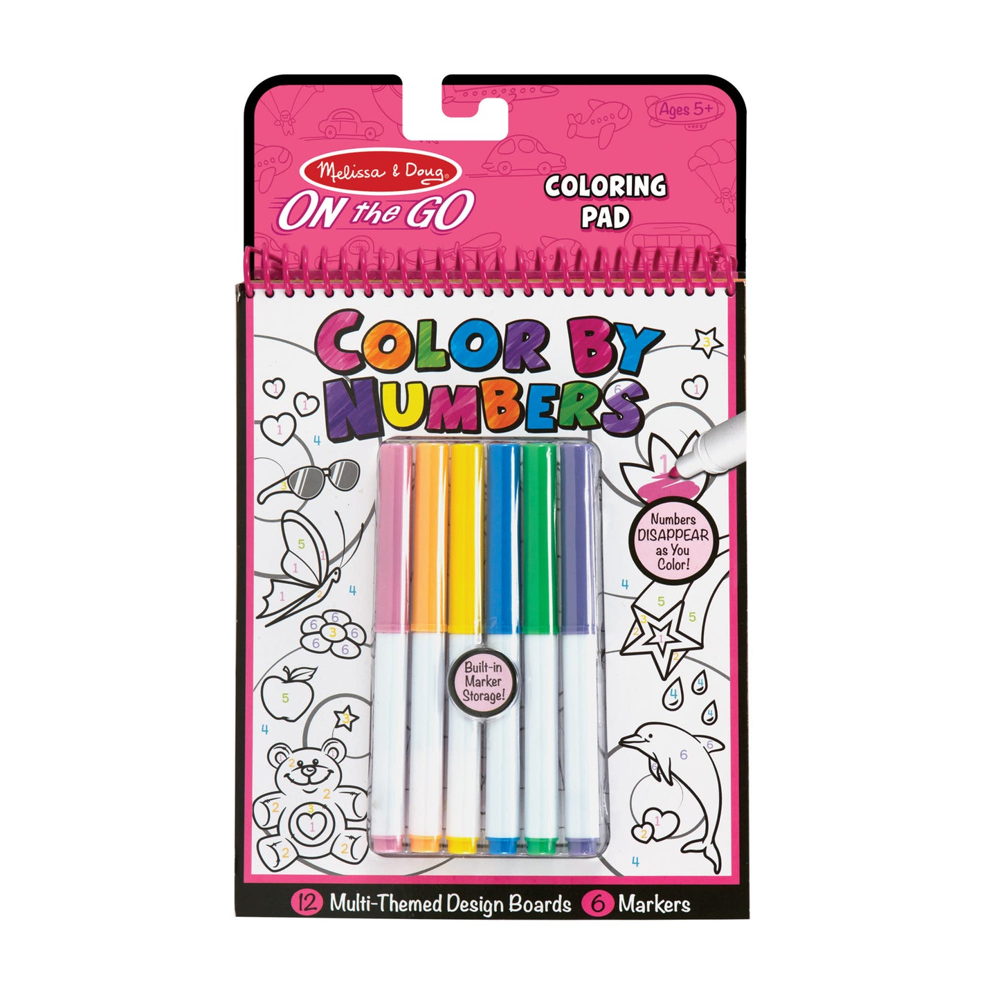 On the Go Color by Numbers Kids' Design Boards With 6 Markers - Unicorns, Ballet, Kittens, and More