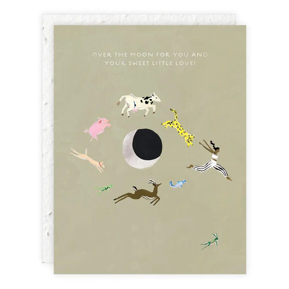 Over the Moon Baby Card