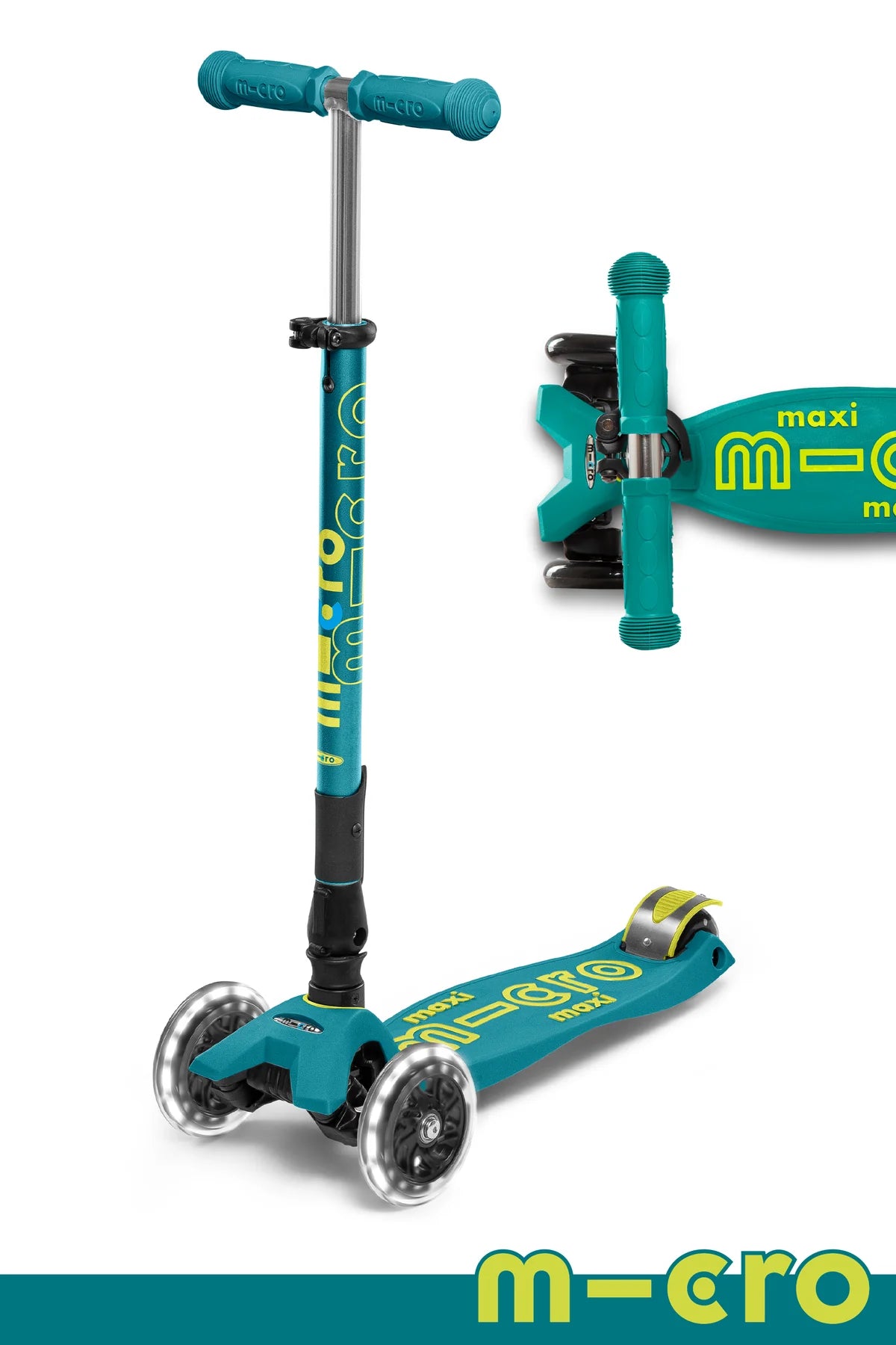 Micro Maxi Foldable LED Scooter Petrol Green