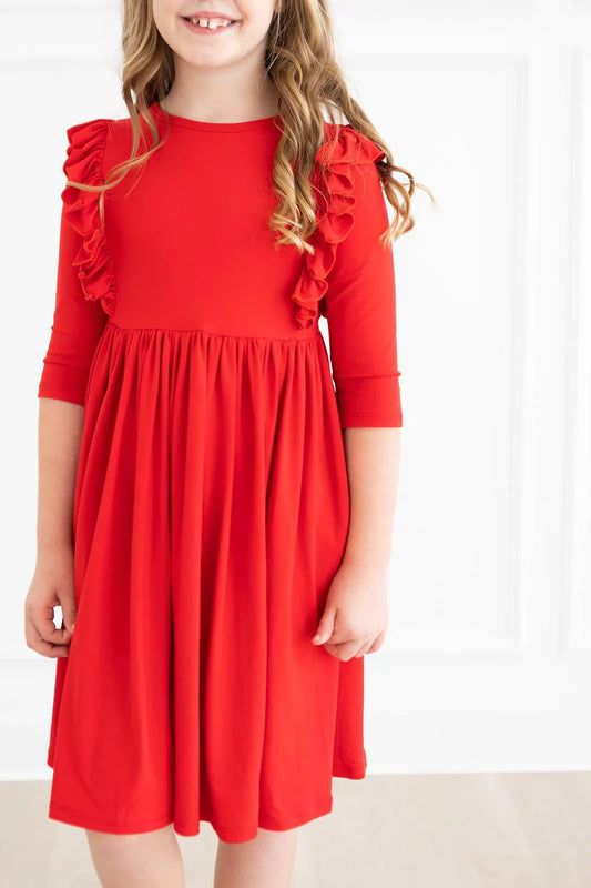 Red Ruffle Twirl Dress