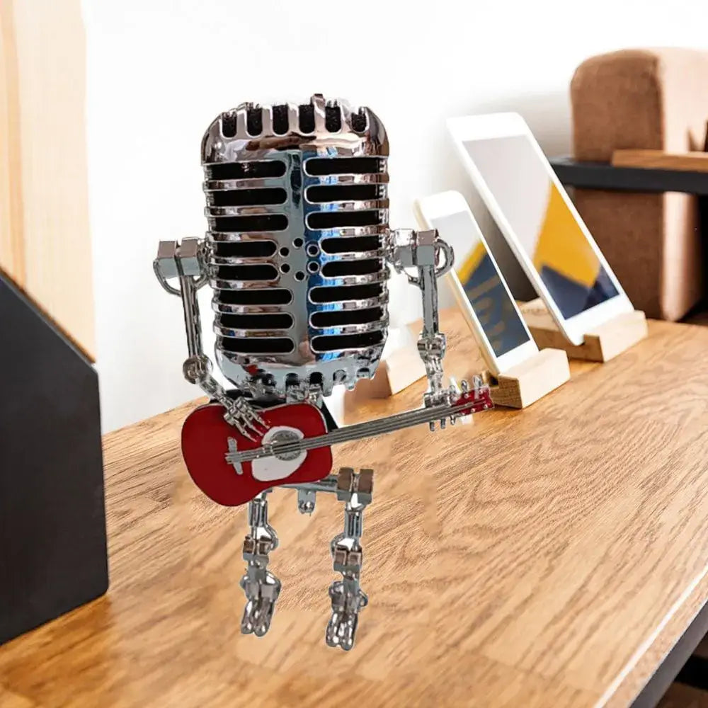 Retro Microphone Dude with Guitar  -  Light