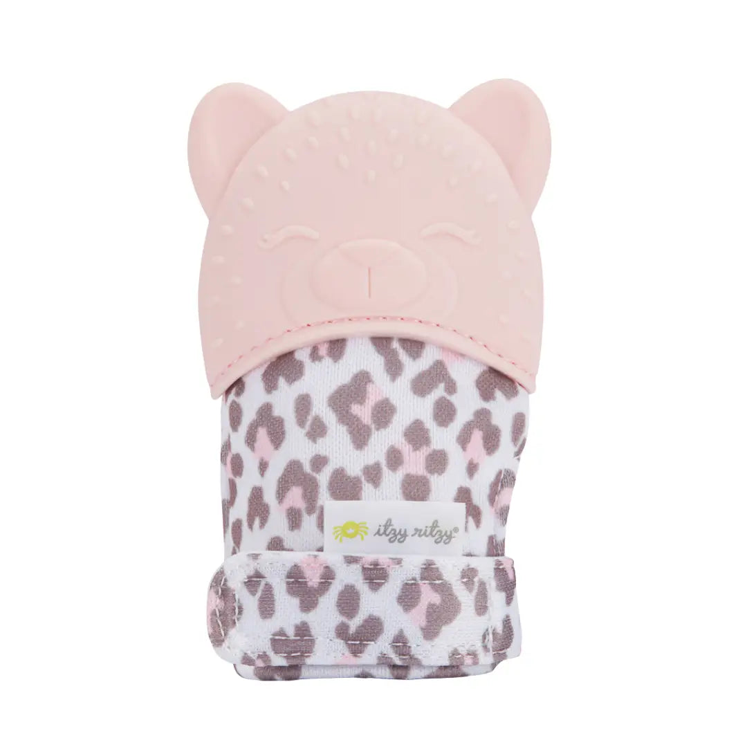 Silicone Teething Mitt Pink Cheetah