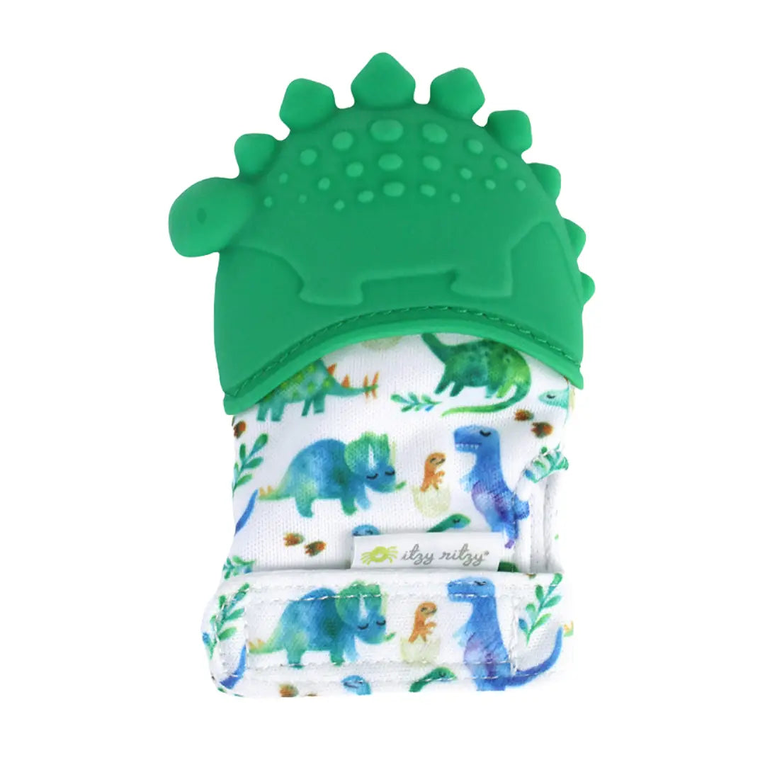 Silicone Teething Mitt Teal Dino