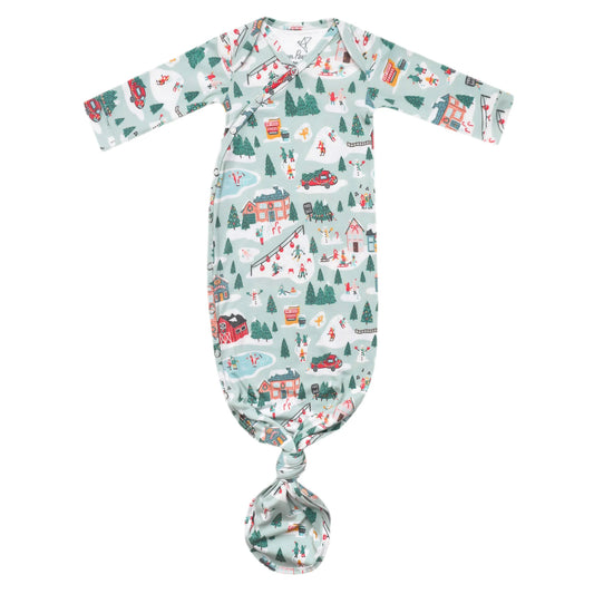 Snowy Slopes Newborn Knotted Gown