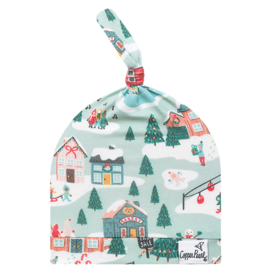 Snowy Slopes Top Knot Hat 0-4mo