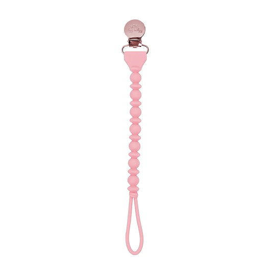 Sweetie Strap Silicone One Piece Pacifier Clips Pink Beaded