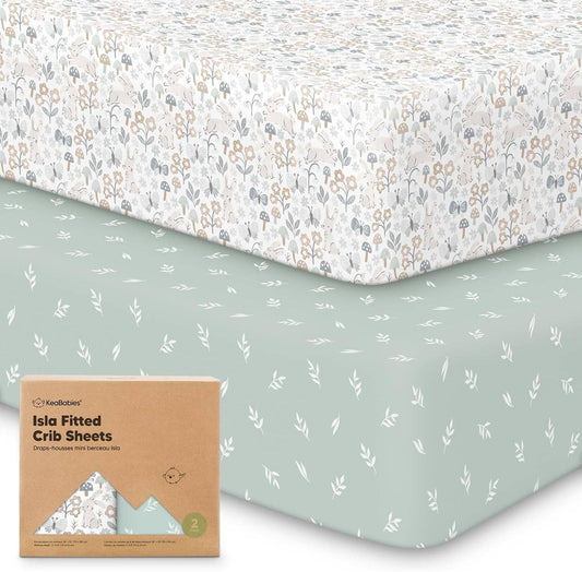 KeaBabies 2-Pack Isla Fitted Crib Sheet-Prairie