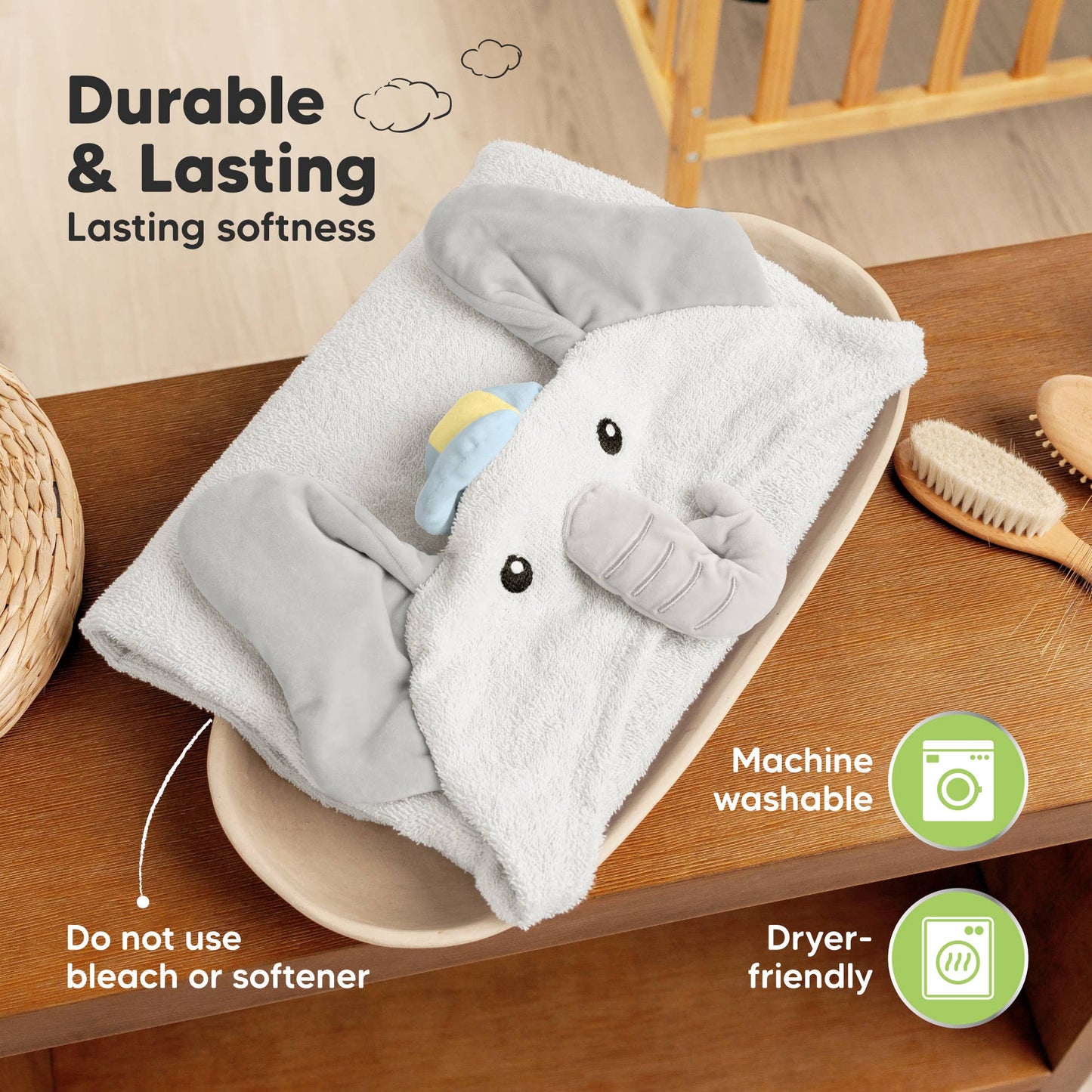 Playpals Hooded Baby Bath Towels for Newborn-Ethan