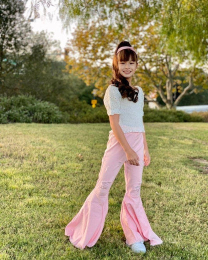 Barbie Denim Bell Bottoms - Distressed Pink