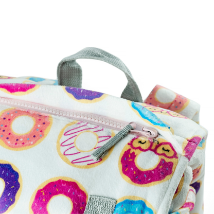 Sleep-n-Pack: Packable Little Kid's Sleeping Bag & Backpack, Cozy Mink, Donuts