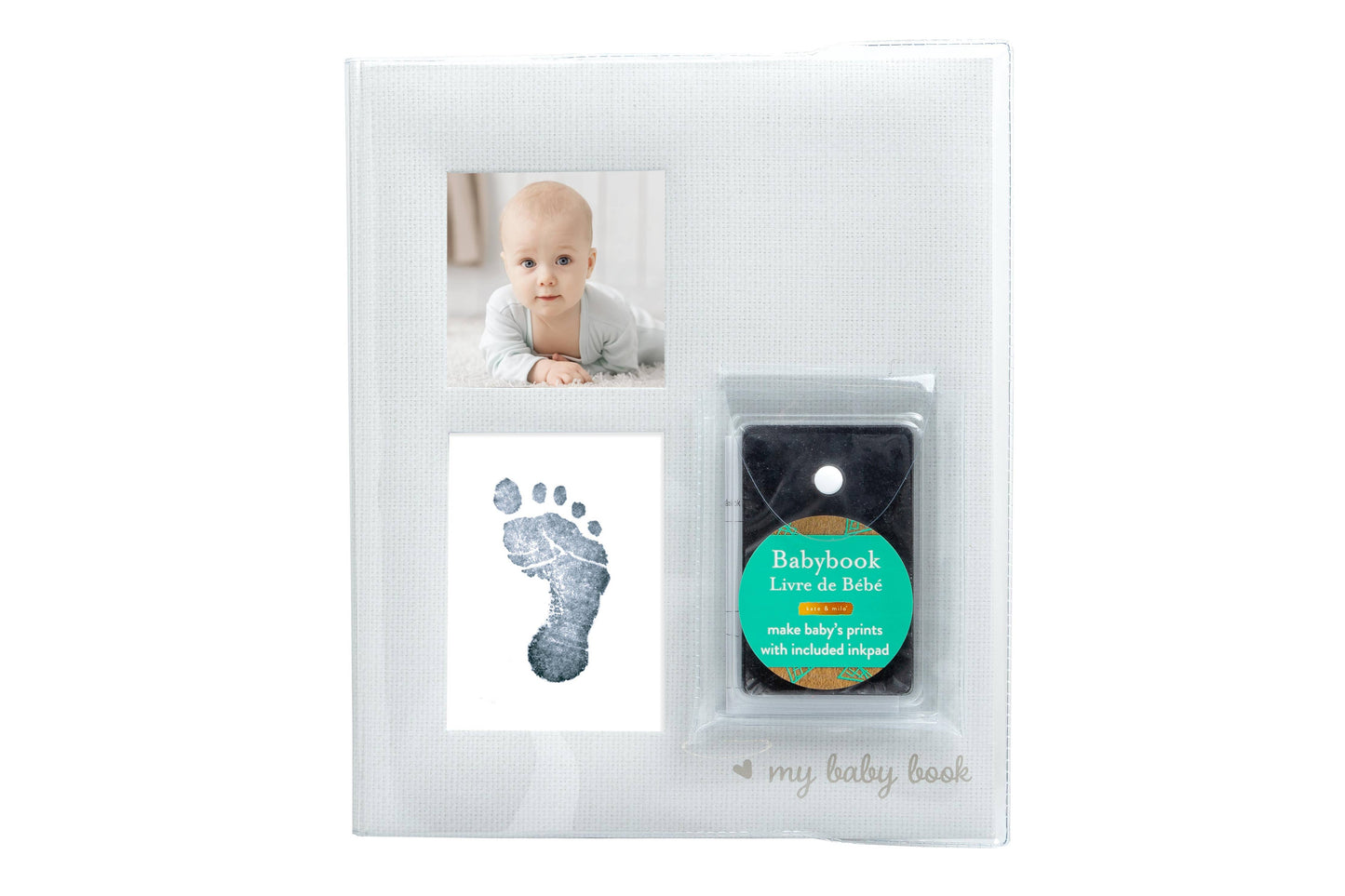 Linen Memory Babybook and Ink Pad, Gray