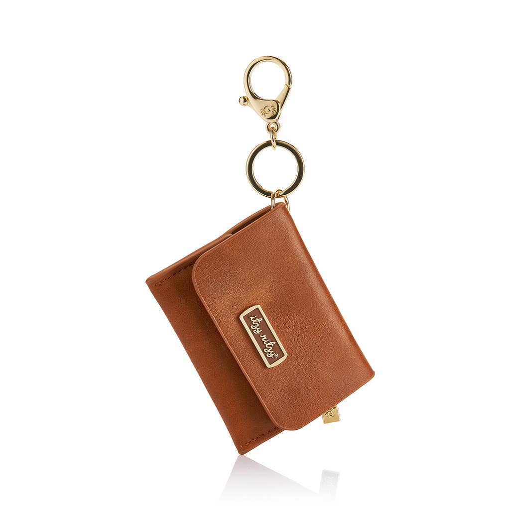 Cognac Itzy Mini Wallet Card Holder & Key Chain Charm