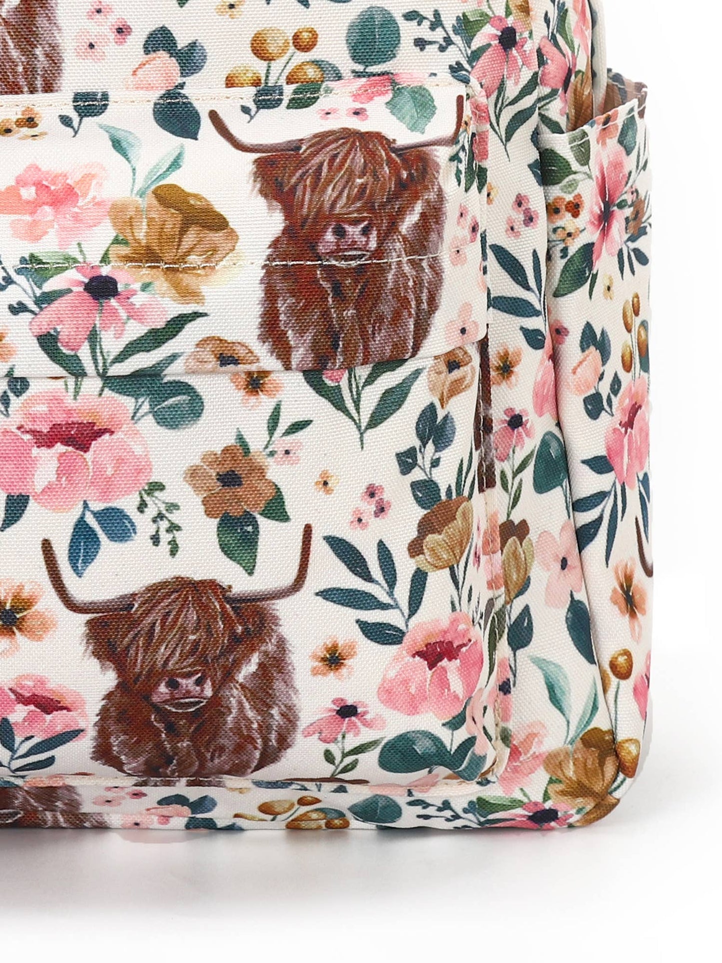 Highland Cow Floral Kids Backpack