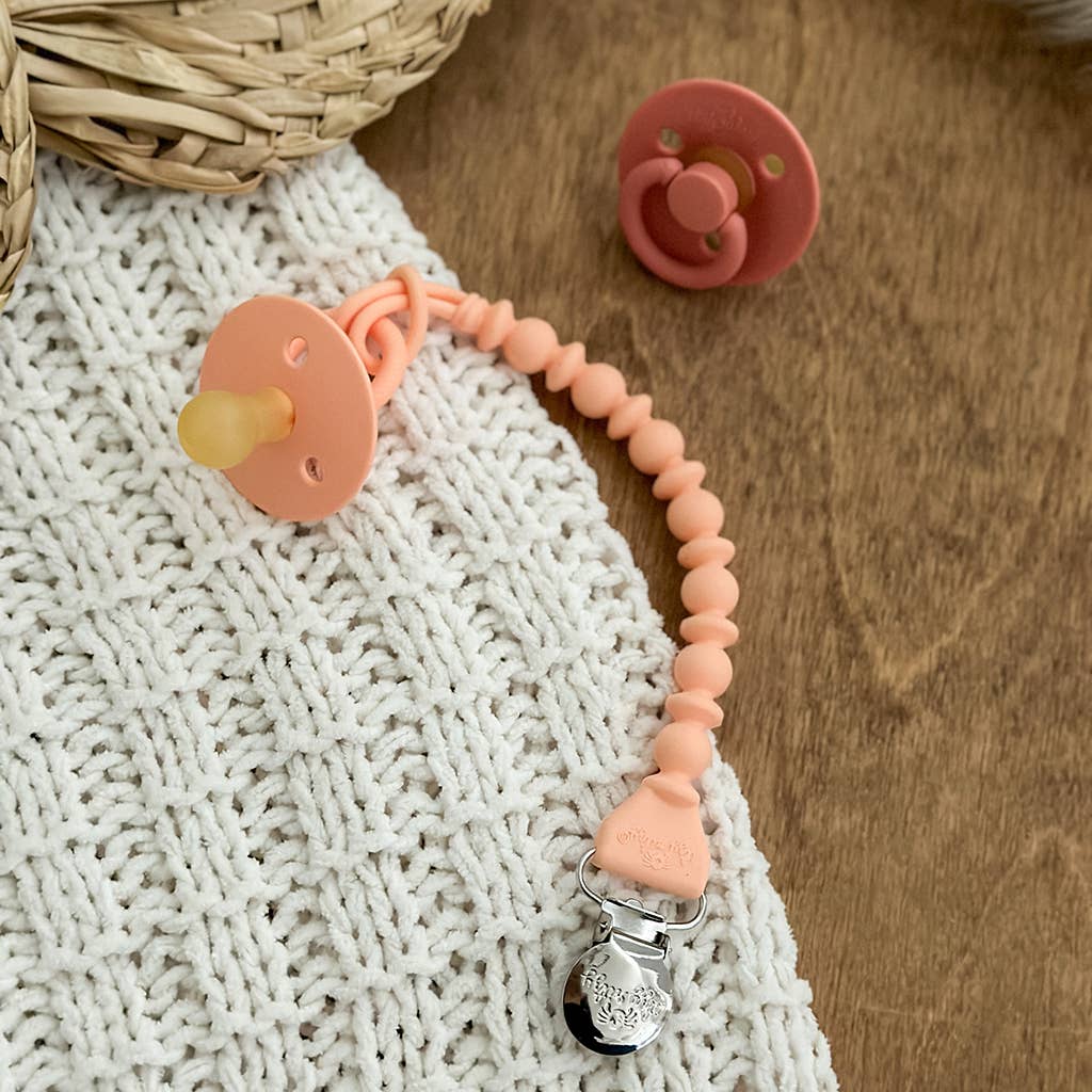 Sweetie Strap™ Silicone One-Piece Pacifier Clips: Apricot Beaded