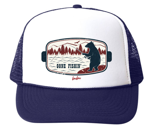 Gone Fishin Navy Trucker Hat