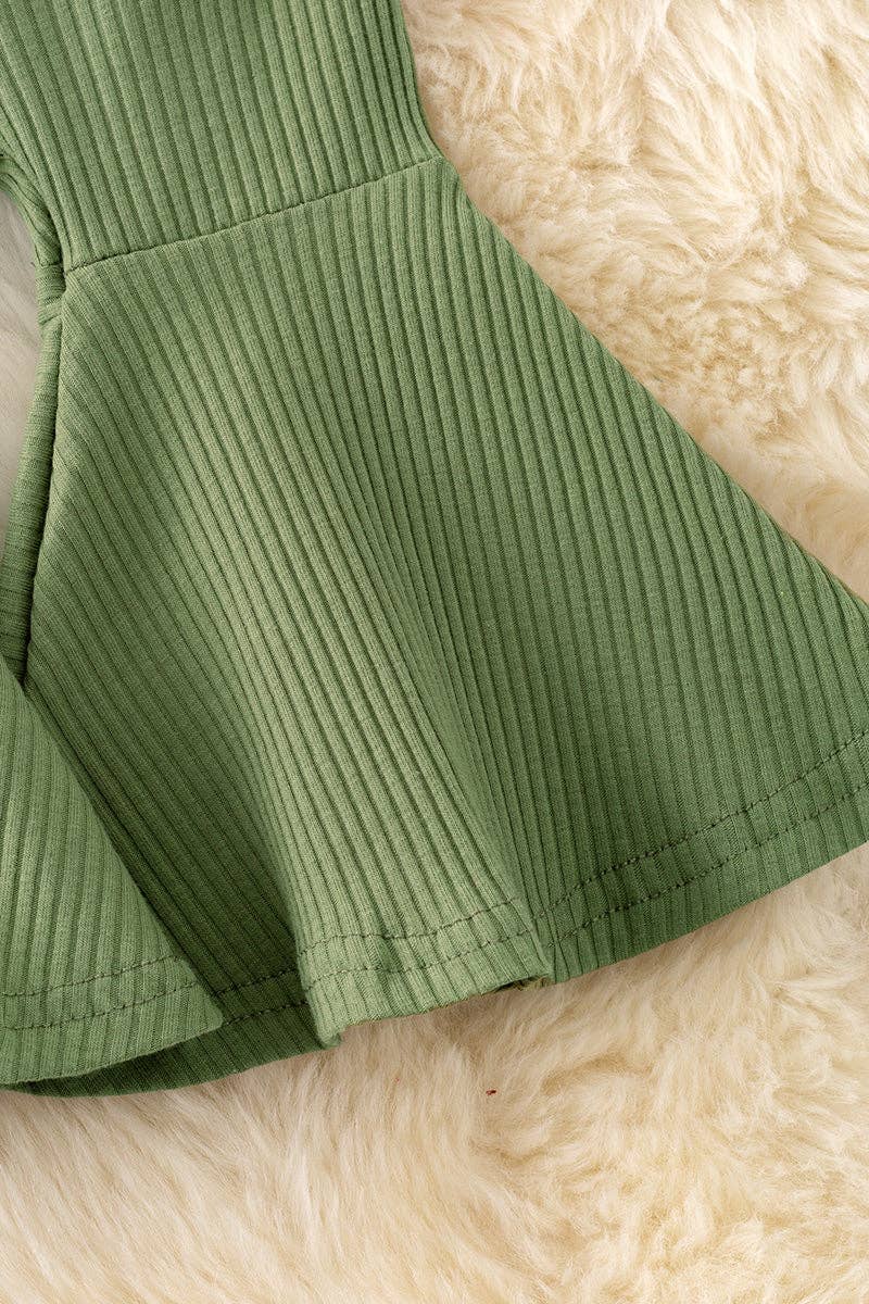 Moss Green Ribbed Fabric Bell Bottoms