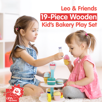 Leo & Friends 19-Piece Wooden Kid’s Bakery Play Set